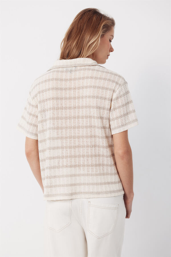 Cortefiel Polo shirt with striped structure Beige