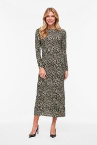 Vila Vestido midi estampado de manga comprida