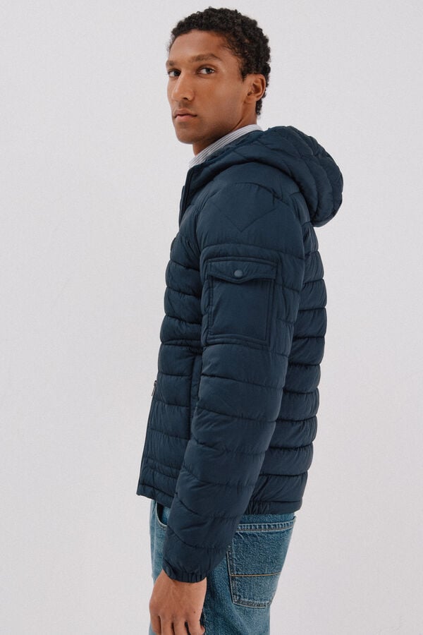 Cortefiel Ultralight padded jacket with hood Navy