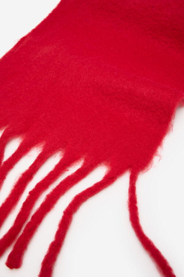 Cortefiel Thick fringed scarf Red