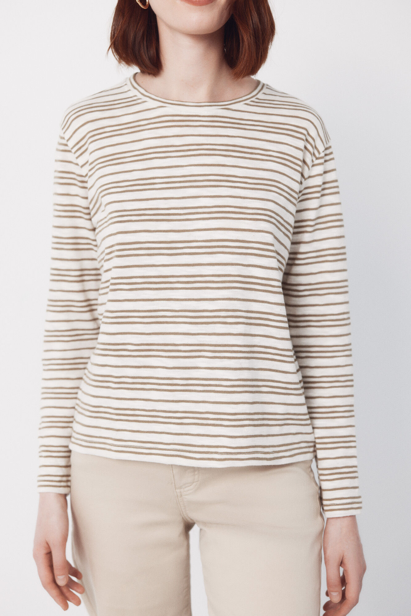 Cortefiel Striped linen -effect t-shirt