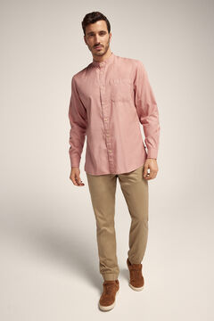 Cortefiel Slim fit Mandarin collar shirt Pink
