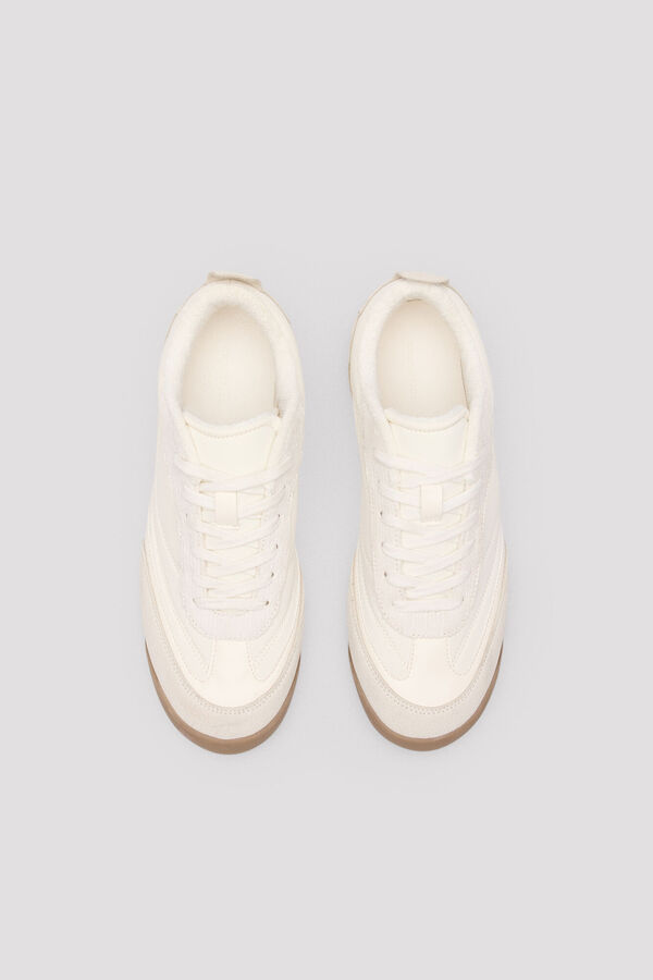 Cortefiel Fabric and split leather trainers White