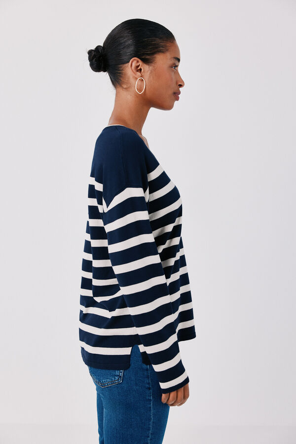 Cortefiel V-neck jumper Printed blue