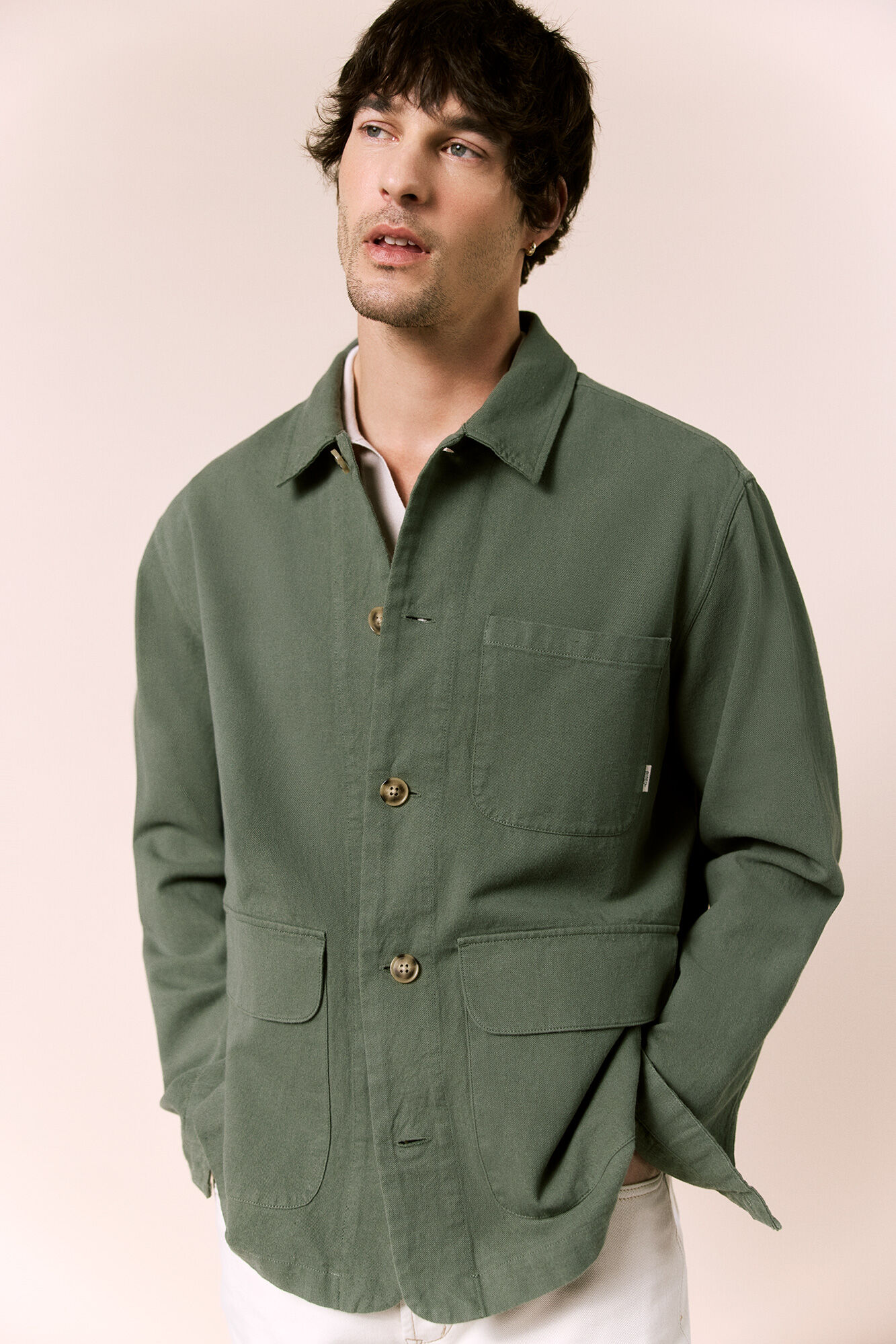 OOTO Sobrecamisa em algod&atilde;o e linho