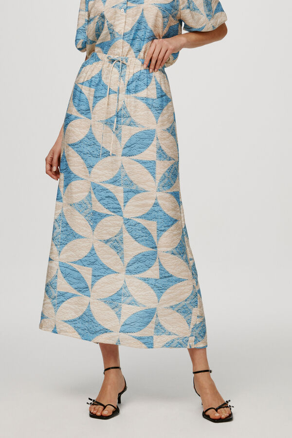 Cortefiel Printed midi skirt Blue