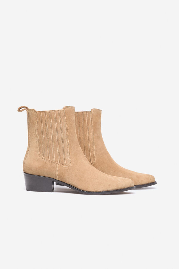 Cortefiel split leather elastic boot Beige