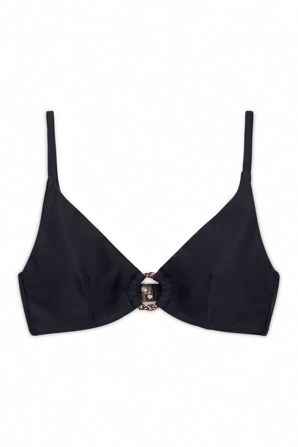 Cortefiel Gold ring bikini top Black