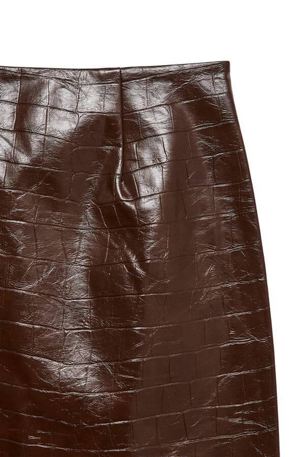 Vero Moda Saia curta efeito pele de crocodilo Castanho
