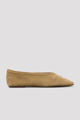 Cortefiel Suede leather ballet flats Nude