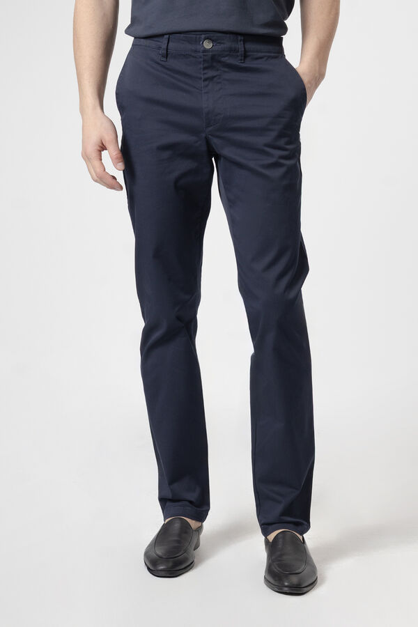 PuroEGO Cal&ccedil;as chino em algod&atilde;o slim fit Azul