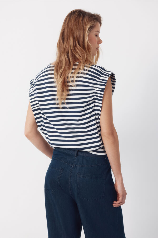 Cortefiel T-shirt with gathered armholes Printed blue