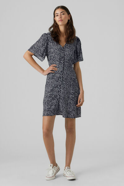 Cortefiel Short dress with short sleeves  Navy