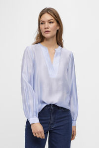Cortefiel Long-sleeved blouse with V-neck Blue