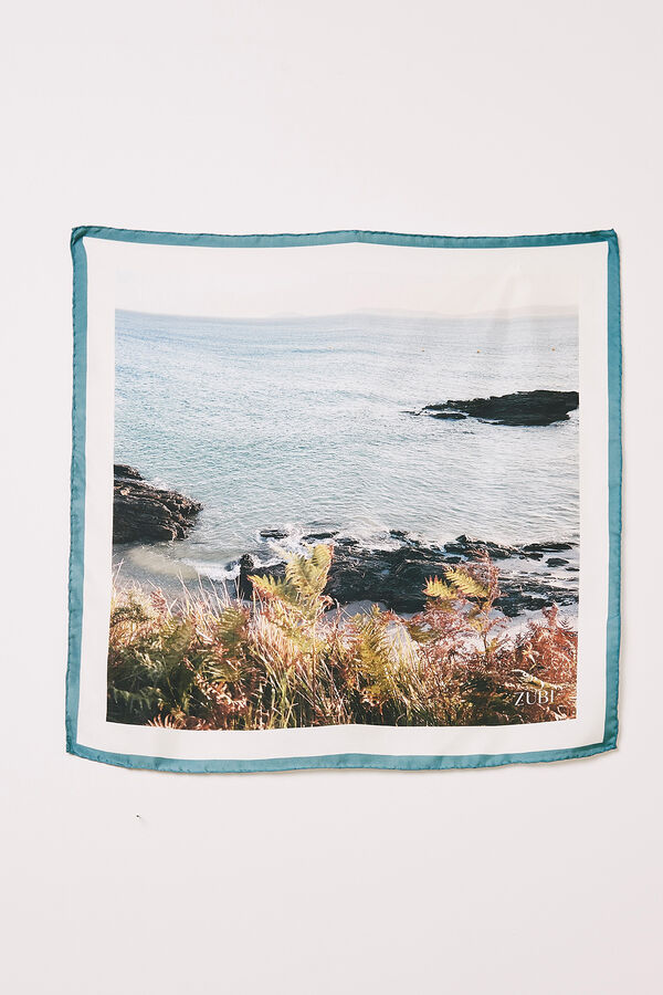 Zubi Lenço de seda pragaira 65 x 65 Azul