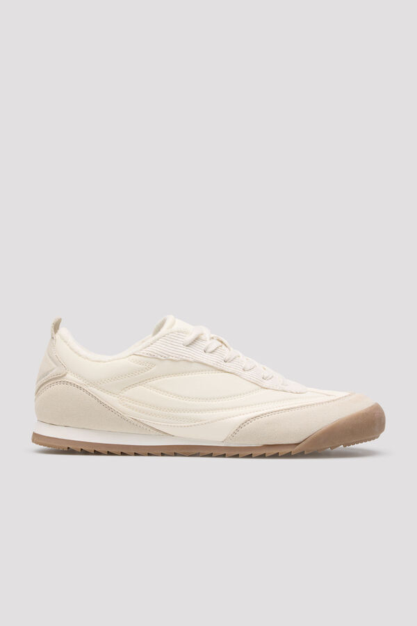 Cortefiel Fabric and split leather trainers White