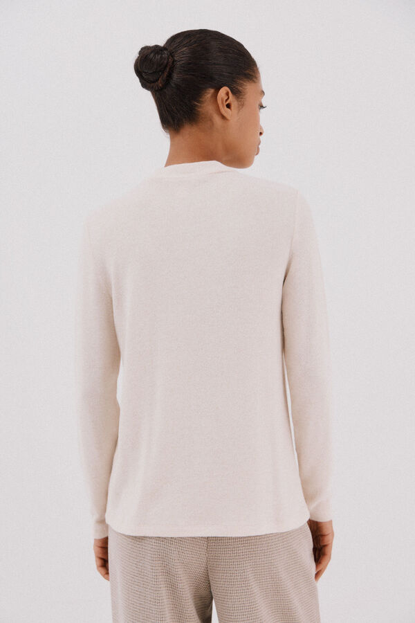 Cortefiel Basic perkins neck t-shirt Ivory