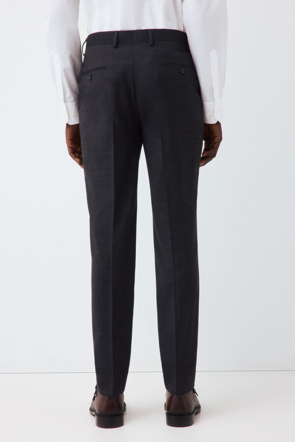 Cortefiel Grey smart fabric plaid slim trousers Dark grey