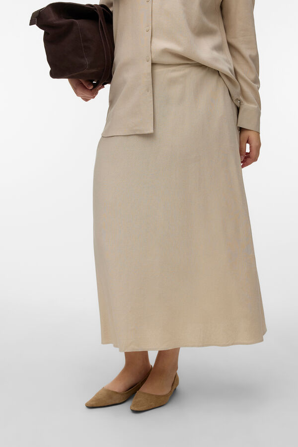Vero Moda Curve Saia de linho 7/8 tamanho grande Tostado