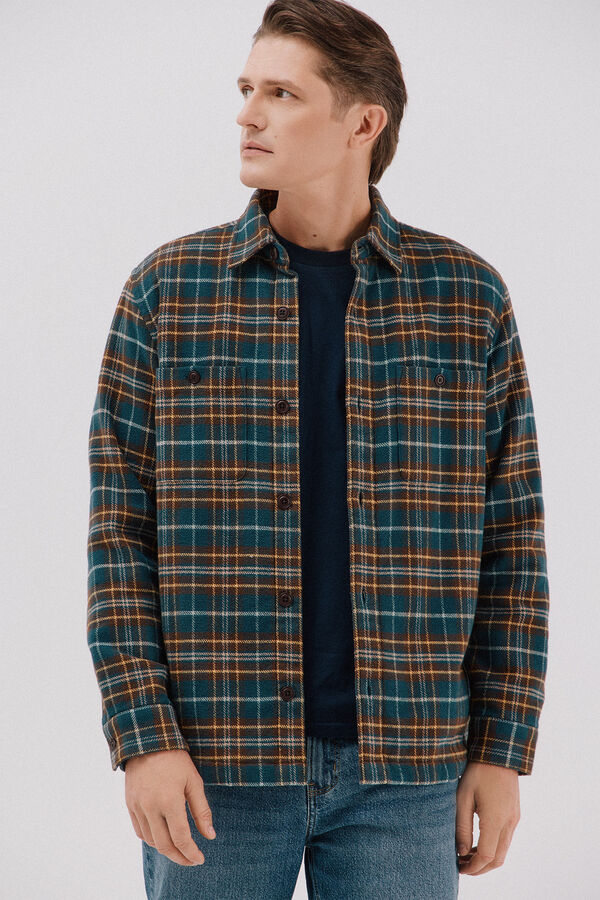 Cortefiel Quilted overshirt Dark green