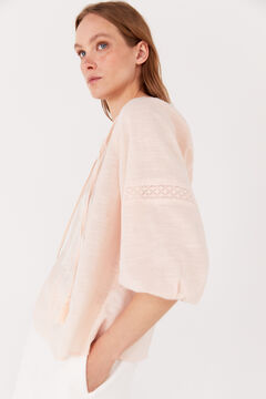 Cortefiel Embroidered BCI cotton blouse Pink