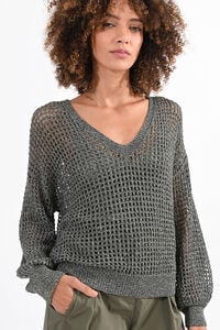 Cortefiel Women's knit blend long-sleeved jumper Kaki