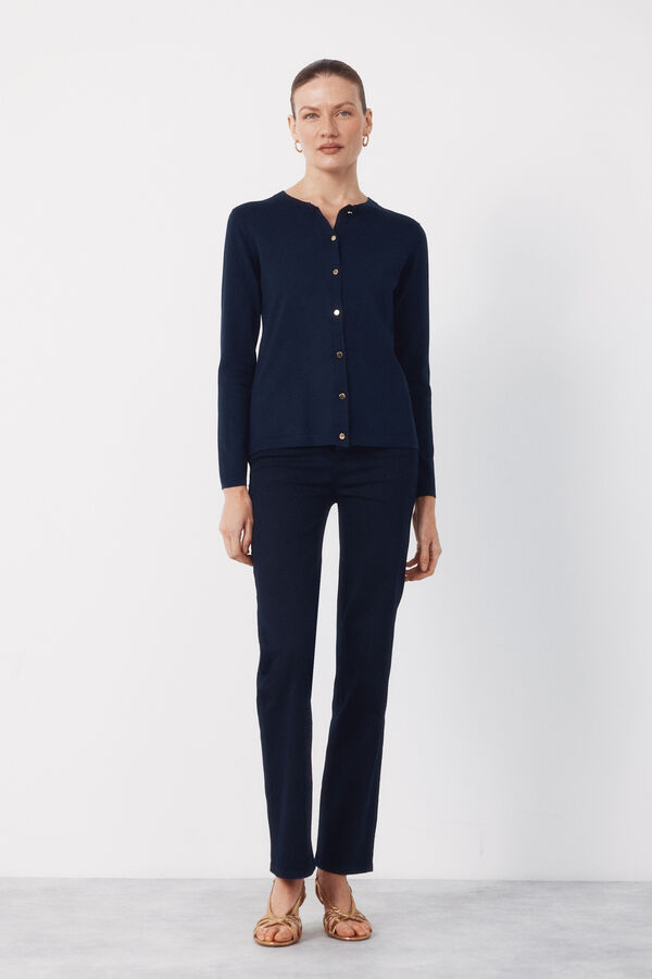 Cortefiel Jersey-knit basic jacket Navy