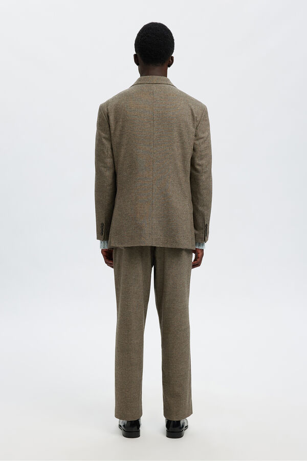 Selected Blazer de lã aos quadrados Cinzento