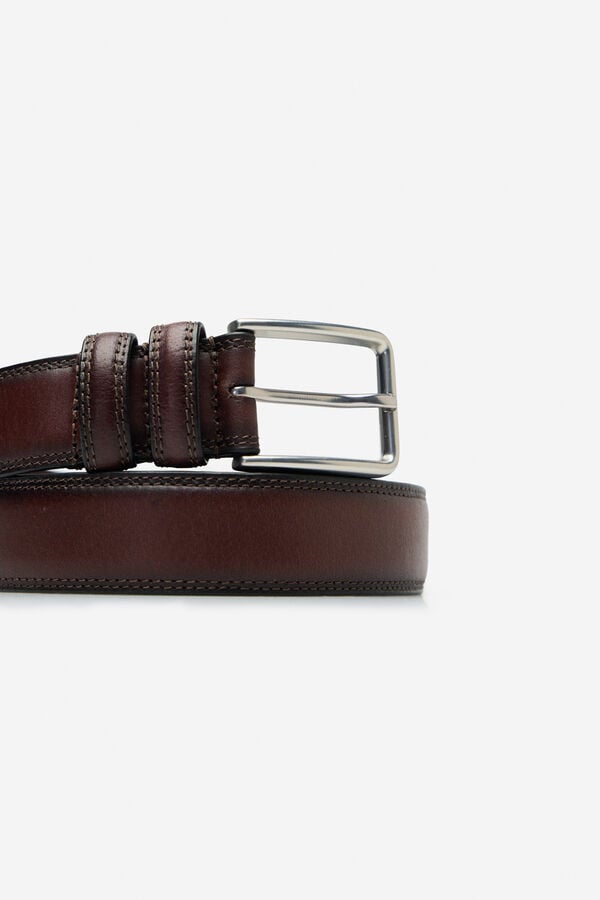 Cortefiel Casual leather belt Dark brown