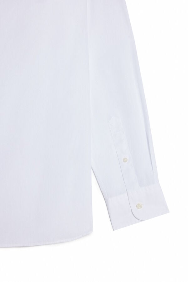 Cortefiel Camisa lisa manga larga Blanco