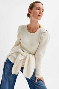 Cortefiel Ribbed jumper with puffed sleeves made of Lenzing ECOVERO. Grey