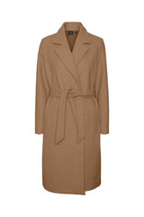 Vero Moda Abrigo midi de pa&ntilde;o Marr&oacute;n