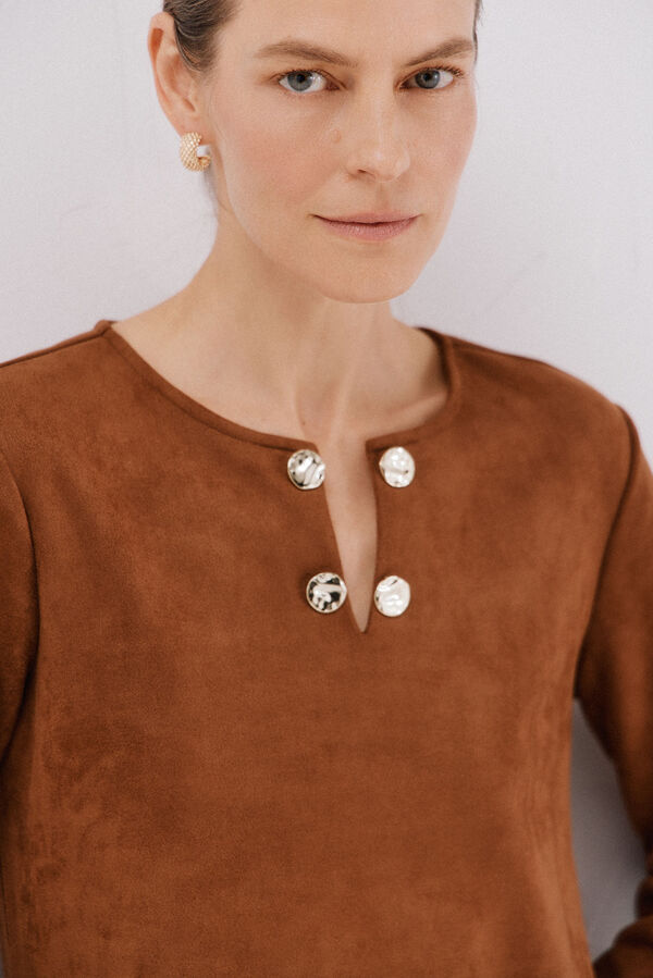 Cortefiel Suede dress Dark brown