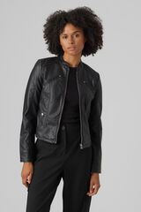 Cortefiel Faux leather jacket with perkins collar Black