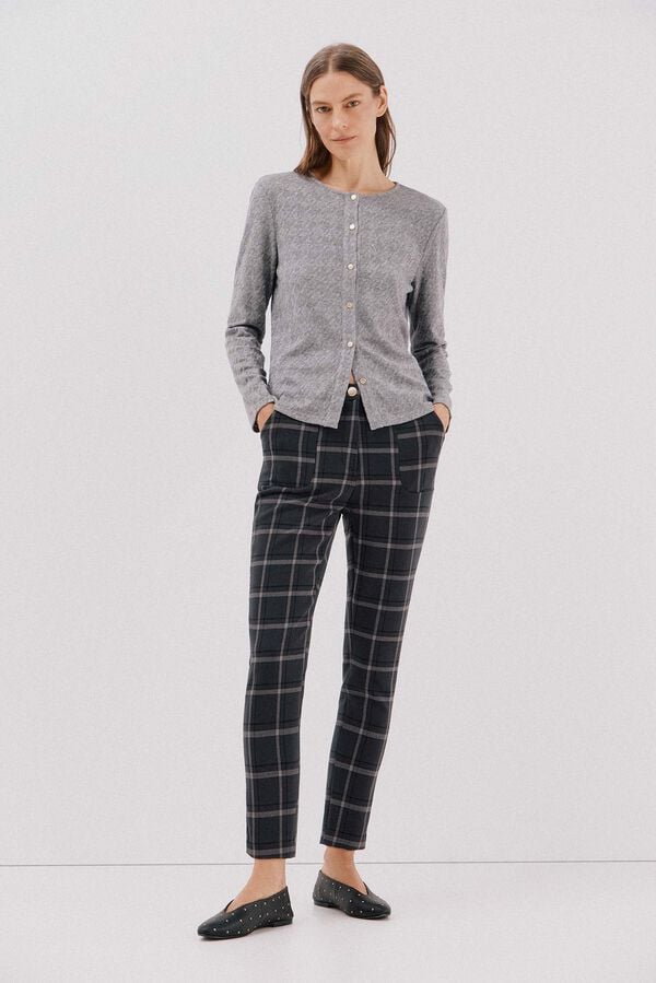 Cortefiel Comfort stretch pants Printed grey