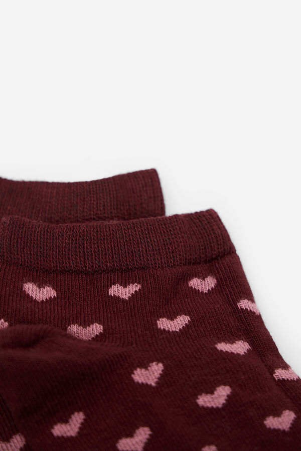 Cortefiel Short heart socks Maroon