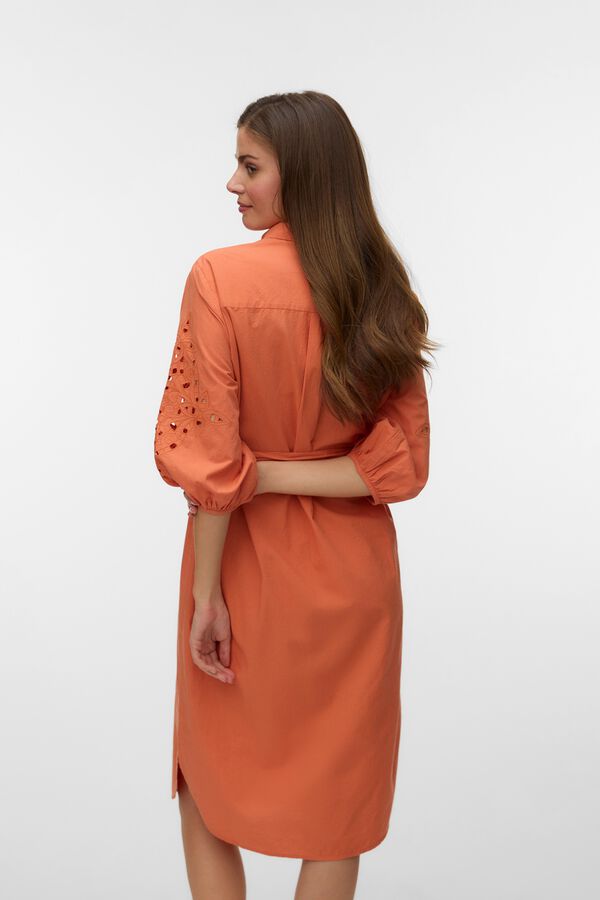 Vero Moda Vestido camiseiro bordado Vermelho