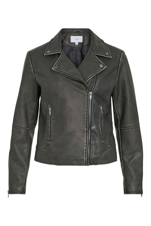 Cortefiel Faux leather jacket Black