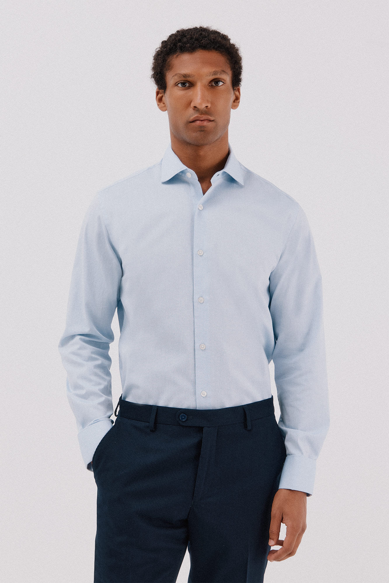 Cortefiel Camisa g&eacute;meos lisa f&aacute;cil de engomar