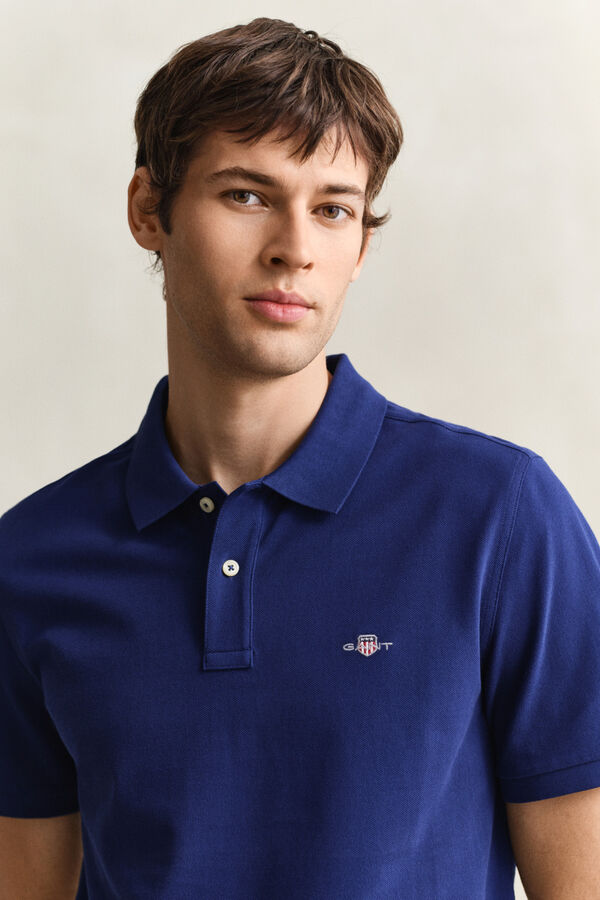 Gant Polo Regular Fit Shield de piqu&eacute; Azul