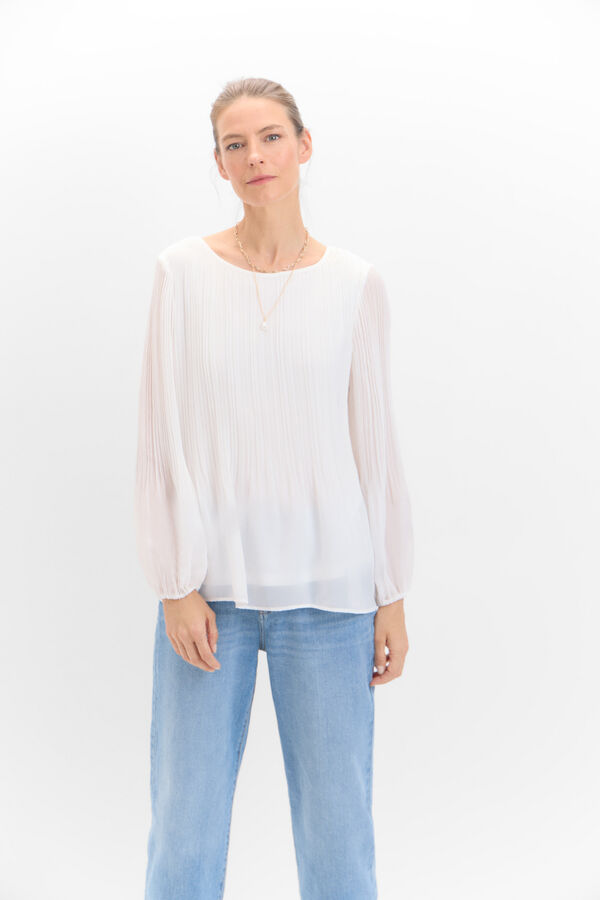 Cortefiel Combined pleated blouse White