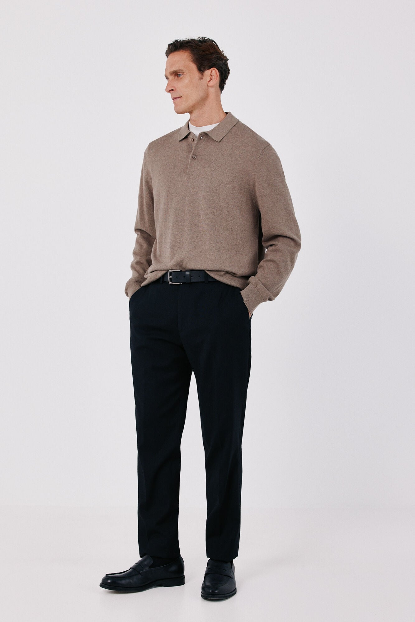 Cortefiel Cotton cashmere knit polo neck jumper