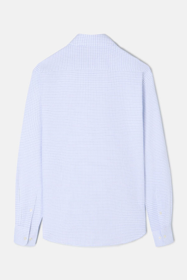 Silbon Camisa esportiva oxford xadrez média Azul