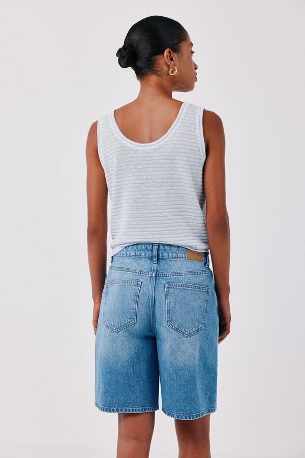 Cortefiel Linen tank top Printed blue