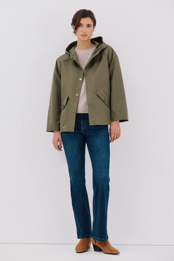 Cortefiel Short jacket with snap buttons Kaki