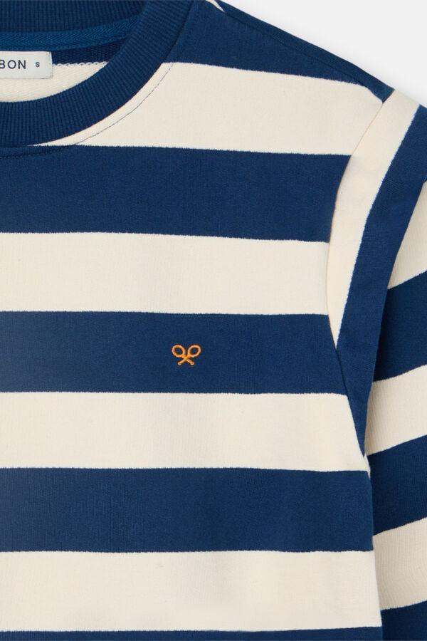 Silbon Sweatshirt com ombreiras &agrave;s riscas Azul