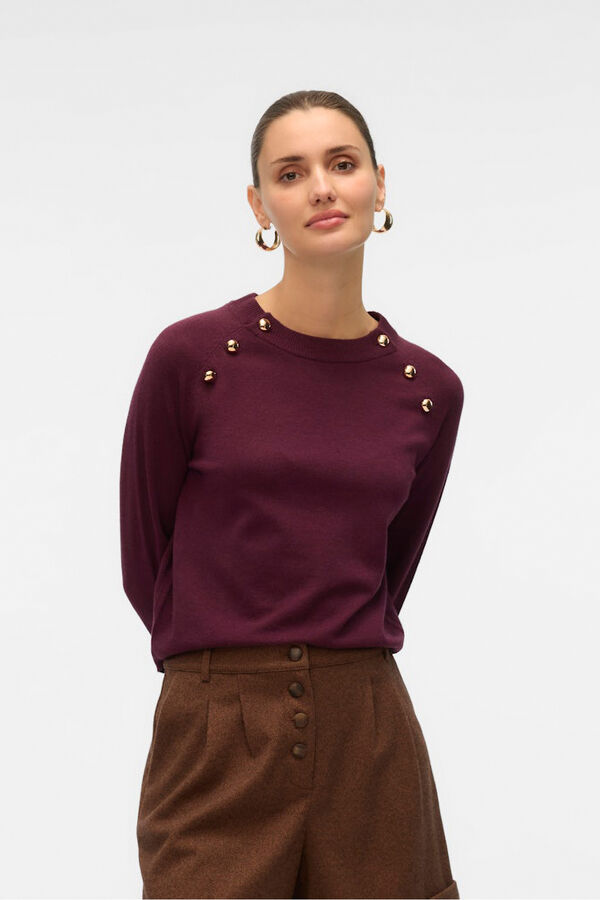 Vero Moda Camisola de malha com botões dourados Roxo