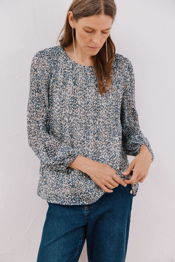 Cortefiel Blusa plissada Azul