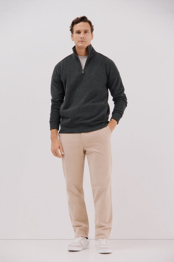 Cortefiel Zipped neck sweatshirt Grey