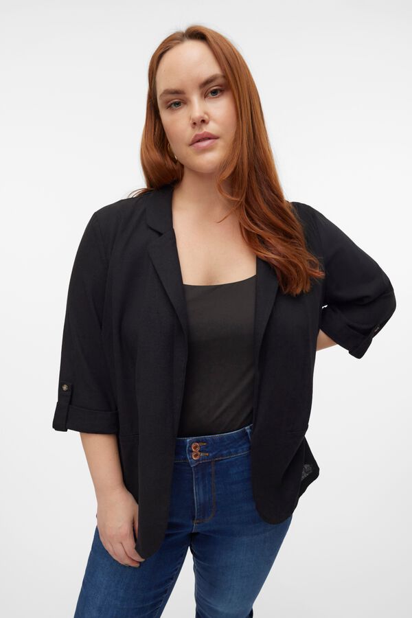 Vero Moda Curve Blazer de mulher aberto com aba tamanho grande Cinzento